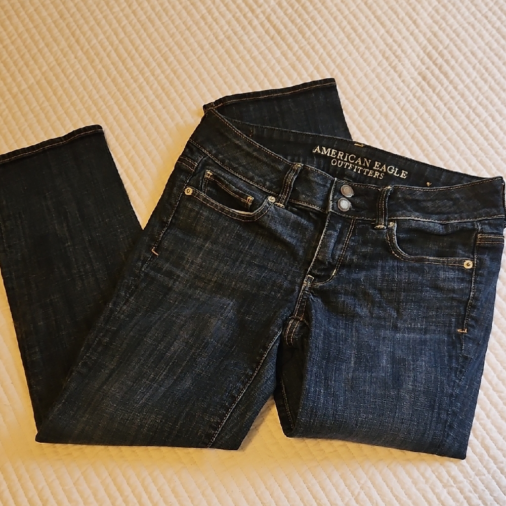 American Eagle Outfitters Dark Wash Skinny Jeans Crop